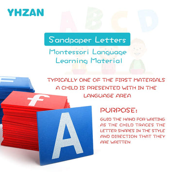 Yhzan Montessori Sandpaper Letters Toys For Toddlers Small & Capital 2Pc Wooden Box Set Early Childhood Education Material