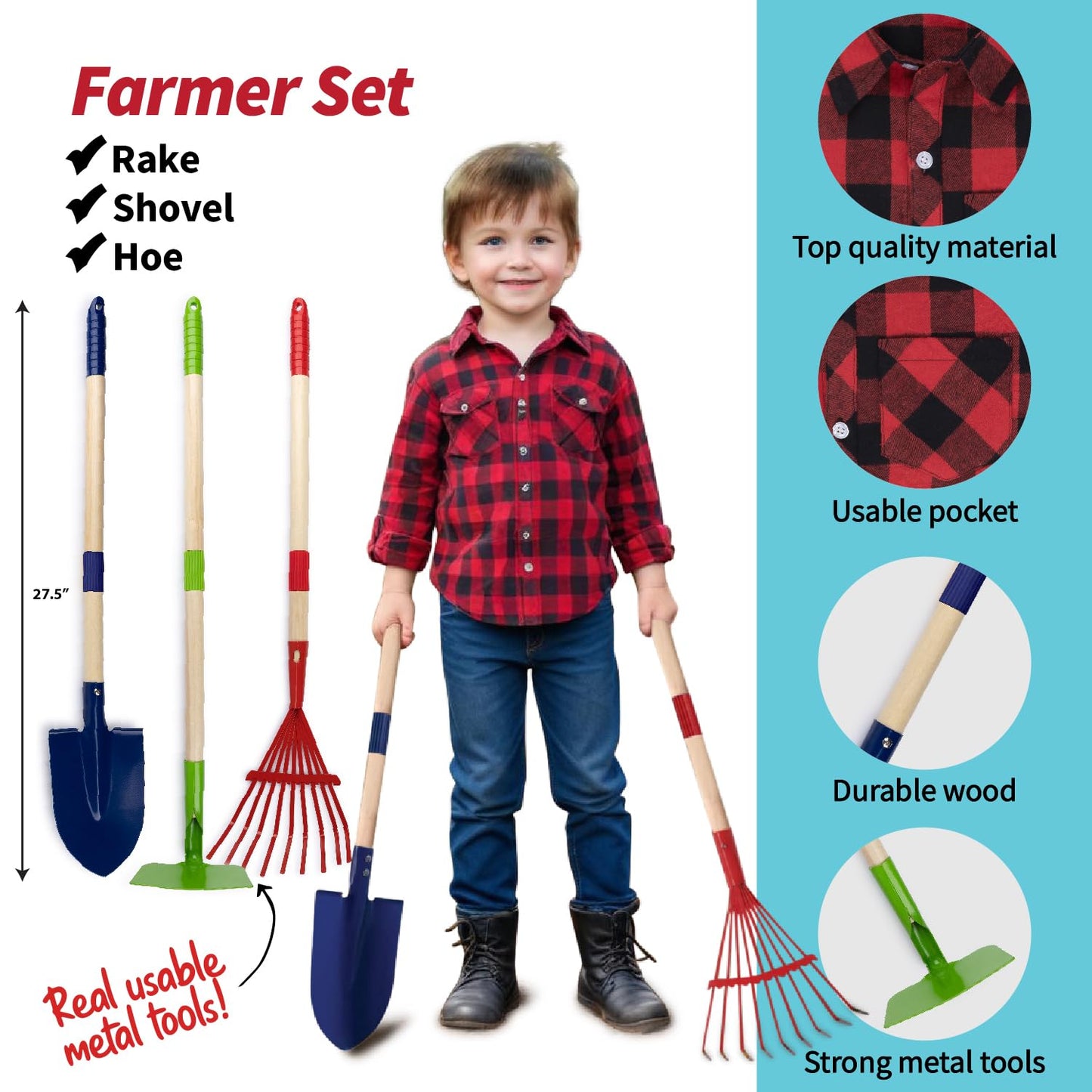 Born Toys 3-In-1 Outdoor Kids Dress Up Clothes For Toddlers, Washable Kids Dress Up Costume For Pretend Play For Boys & Girls, G