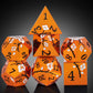 Orange Metal Dice D&D, DNDND 7 PCS Heavy Metallic DND Dice Set with Grogeous Gift Case for Dungeons and Dragon Tabletop Game (Or