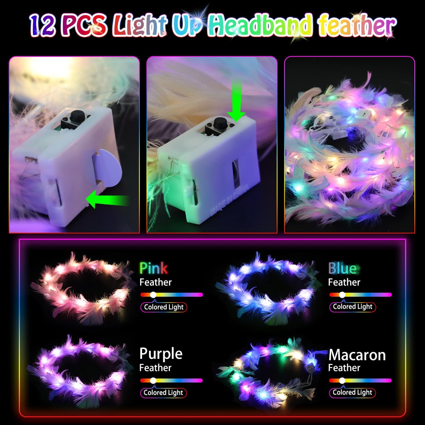 156 PCS Glow in the Dark Party Supplies, 12 Light Up Pop Tubes, 12 LED Glasses, 12 Light Up Headband, 20 Finger Lights and 100 G