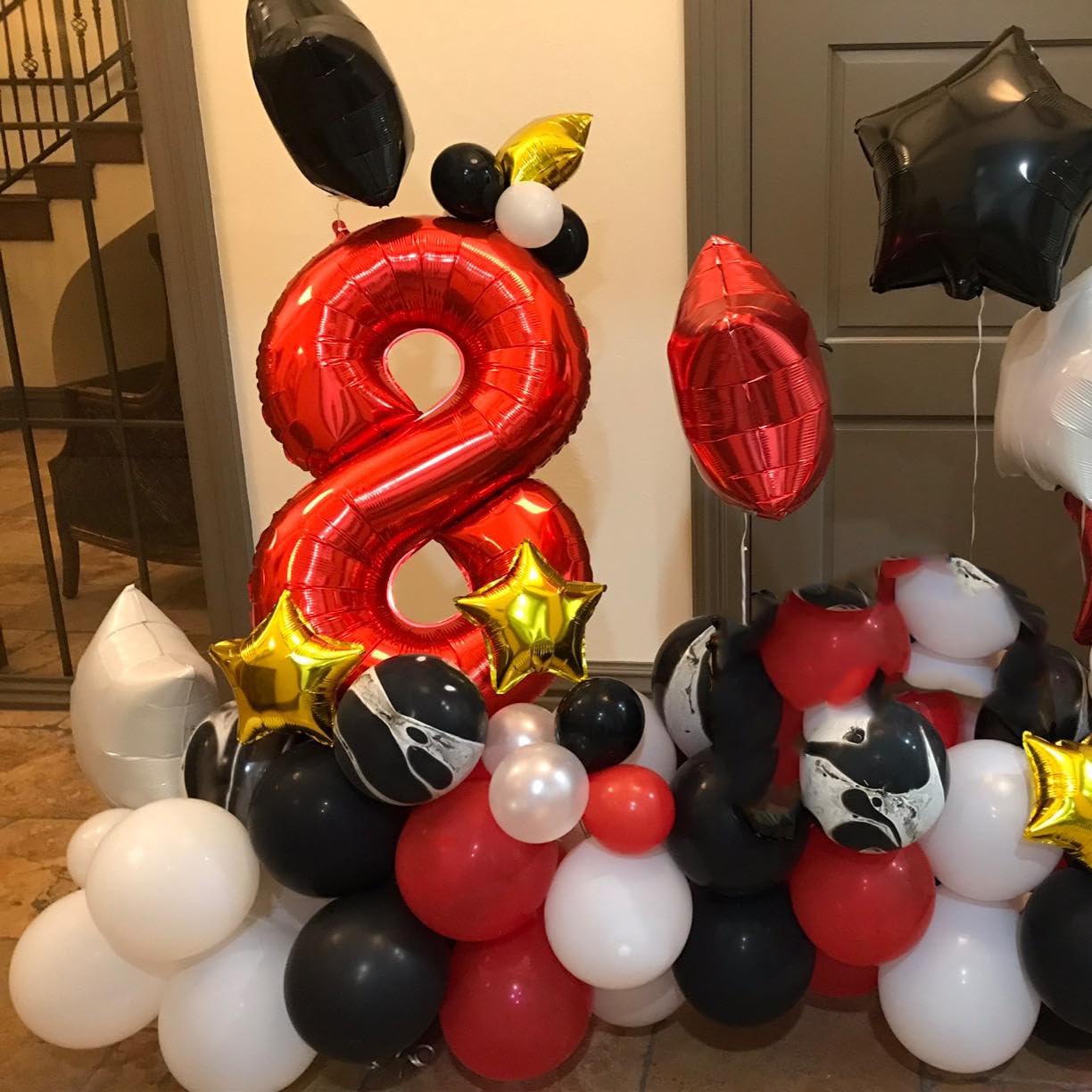 Paticool 40 Inch Red Number Balloon 8, Large Number Foil Balloons Mylar For Girl Boy Birthday Party Celebration Decorations Supp