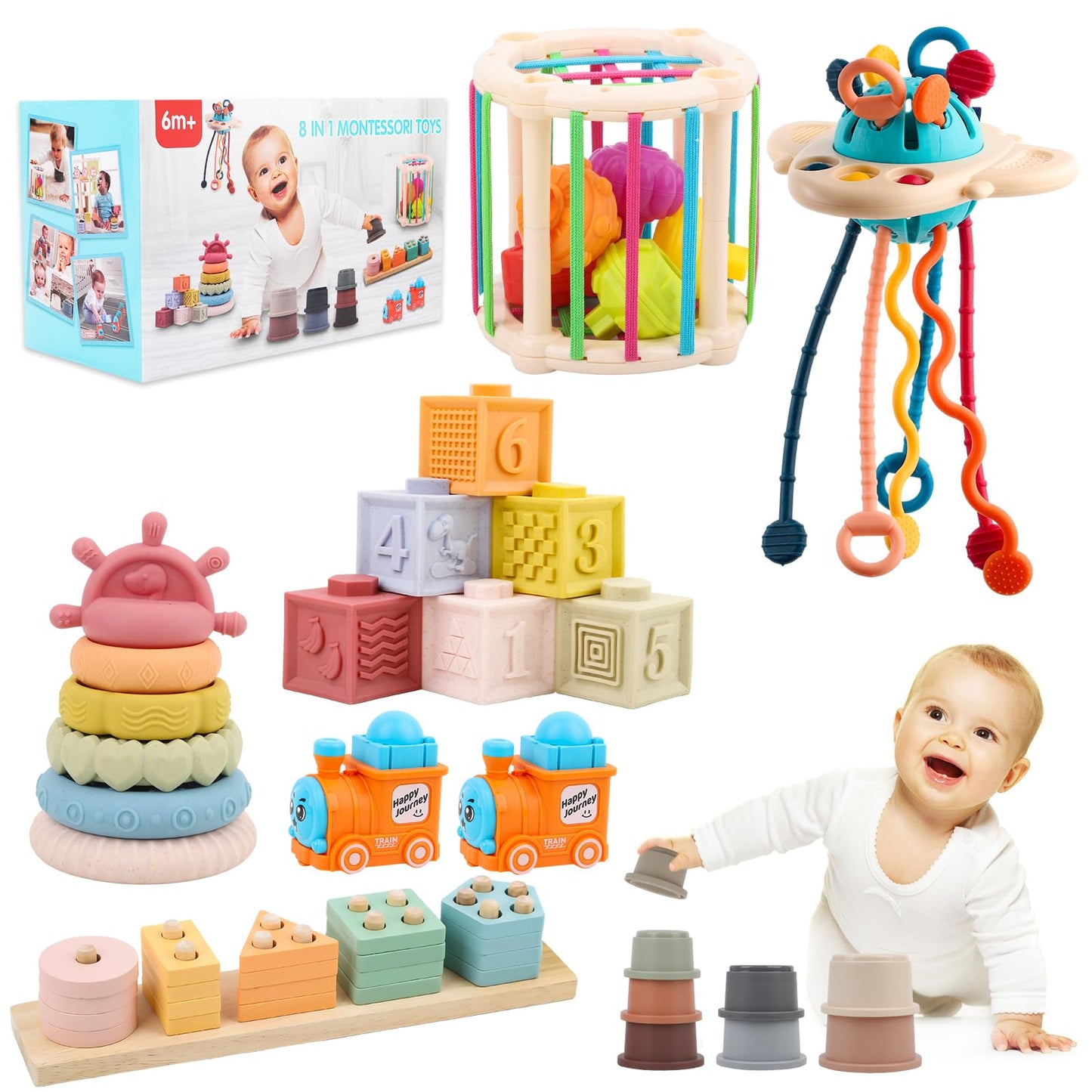 Luckfuture Premium Baby Toys For 6-18 Months, 8 In 1 Montessori Toys Set, Educational Learning Toys For Toddlers 1-3 Years Old T