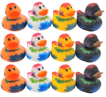 Cool Rubber Duckies (2') Standard Size. (12 Pack) Cute Duck Bath Tub Pool Toys. (Splat Rubber Ducks)