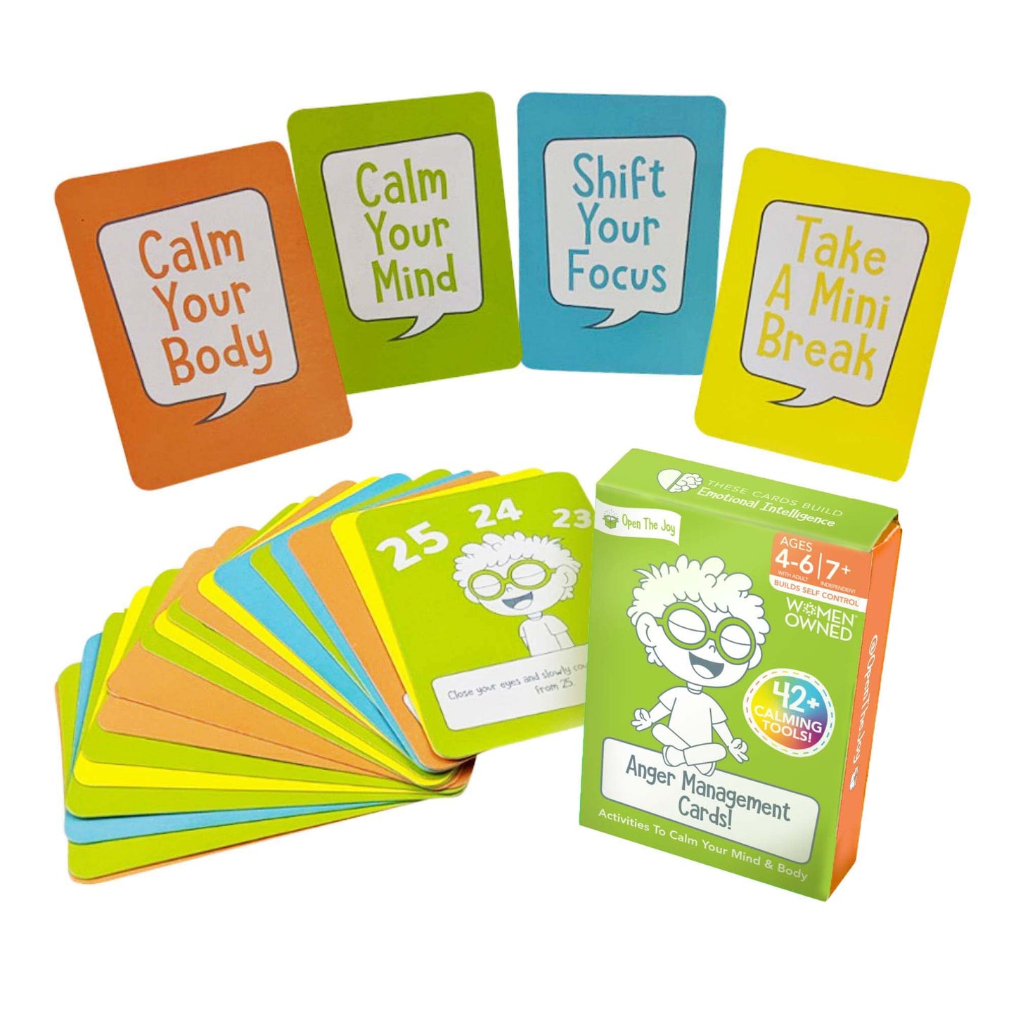 Open The Joy Anger Management Cards For Kids - Control Feelings With A Fun Card Game, 42+ Prompt Cards To Boost Emotional Intelligence - Ages 4+