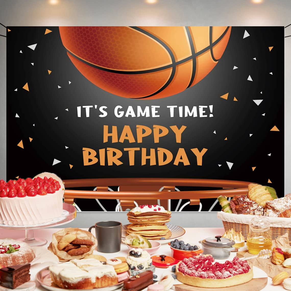 Basketball Happy Birthday Backdrop Decorations Basketball Happy Birthday Banner Basketball Birthday Photo Background For Home In