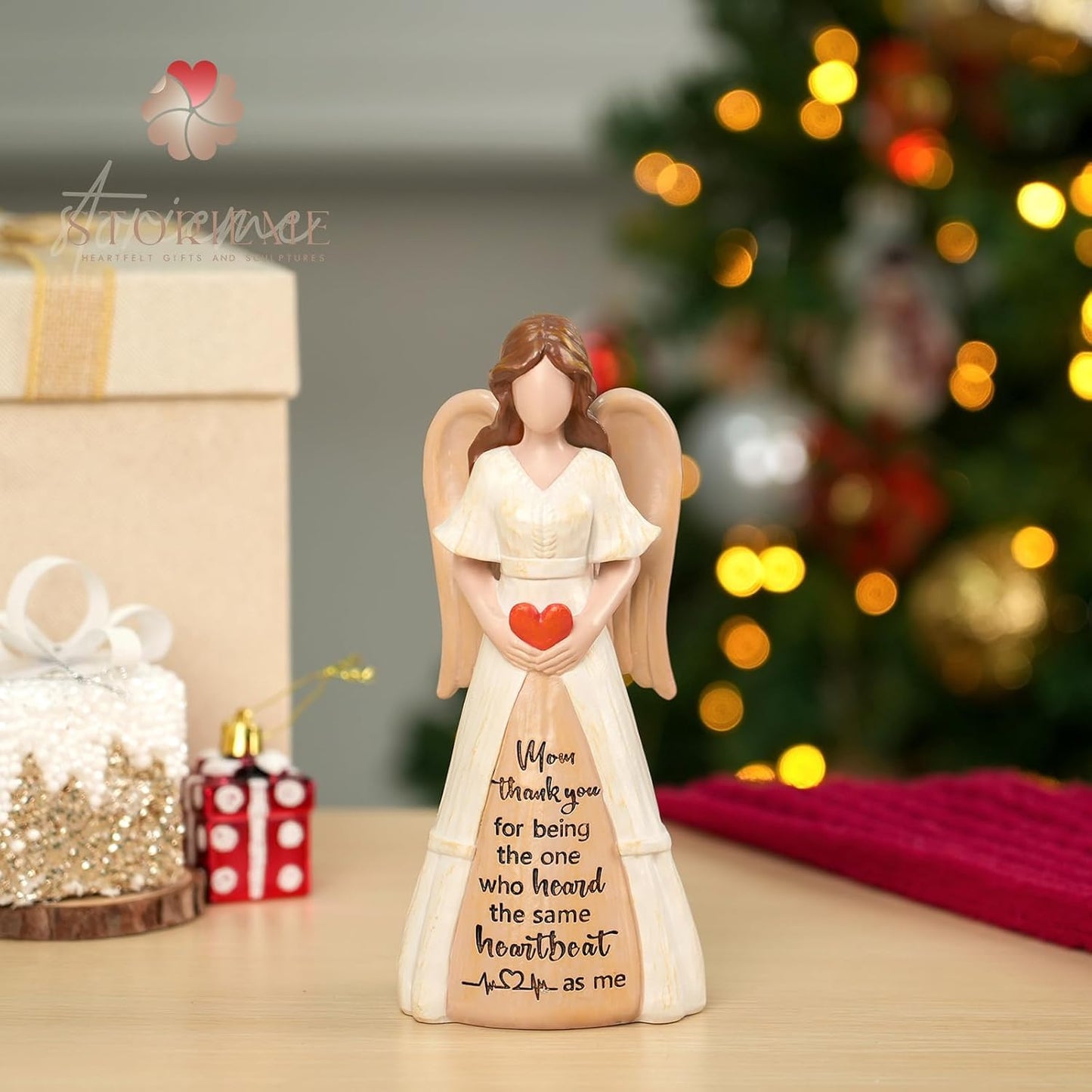 Storieme Mom Angel Figurine - Sentimental Resin Statue for Christmas, Birthday, Mothers Day Gift