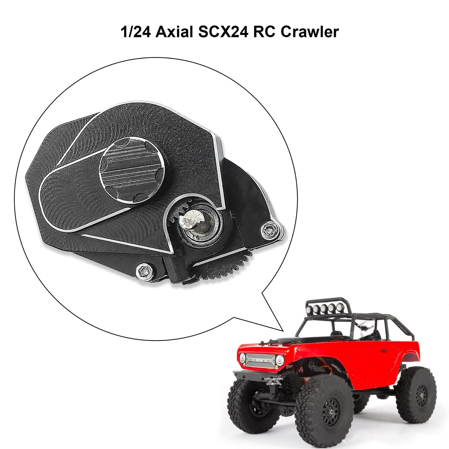 Transmission Gearbox With Gear Fit For 1/24 Axial Scx24 Rc Crawler Aluminum Alloy Black
