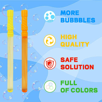 Mortime 36 Pack Bubble Wands For Kids, 8 Colors Bubbles Stick Bulk, 14.6' Easter Party Favor Summer Toy For Children