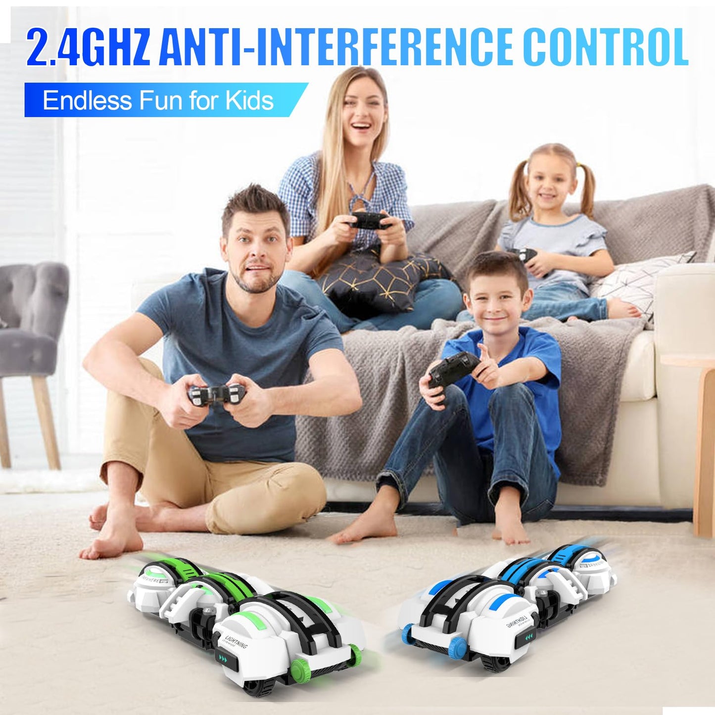 BAZADER RC Cars with LED Lights - Remote Control Car Snake 360 Roll Toys, Birthday for Kids Age 7 8 9 10 11+ Year Old, 2 Batteri