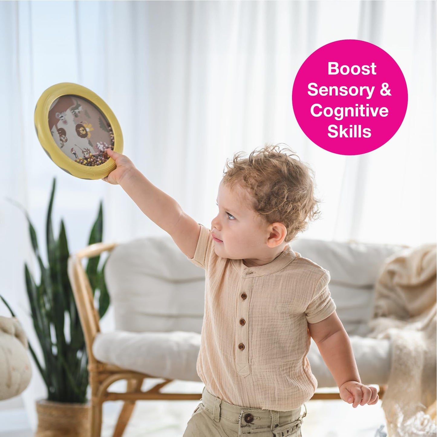 Edushape Jungle World Drum For Baby - Set Of 1 Baby Drum Toy For Toddlers 1-3 - Small Drums Musical Toy For Babies 1 Year Old And Up, Soothing Sounds, Fun Tummy Time And Sensory Development