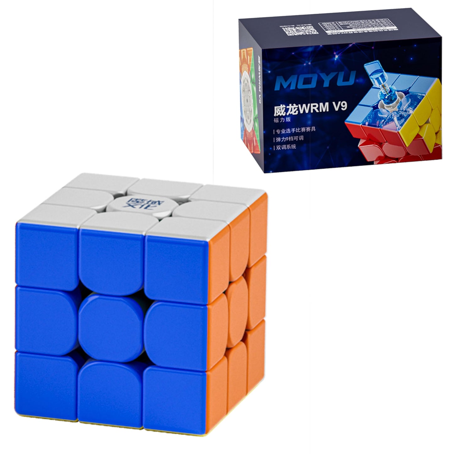 Cubershop Moyu Wrm V9 Magnetic 3X3 Speed Cube, Stickerless, 2023 Flagship, Dual Adjustment System, Superior Stability, Includes Cube Stand & Instructions, Kid Gift