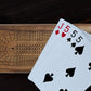 WE Games Cribbage Board Set, 16" Solid Walnut Wood, 3 Track with Metal Pegs, Brown, Model 301213