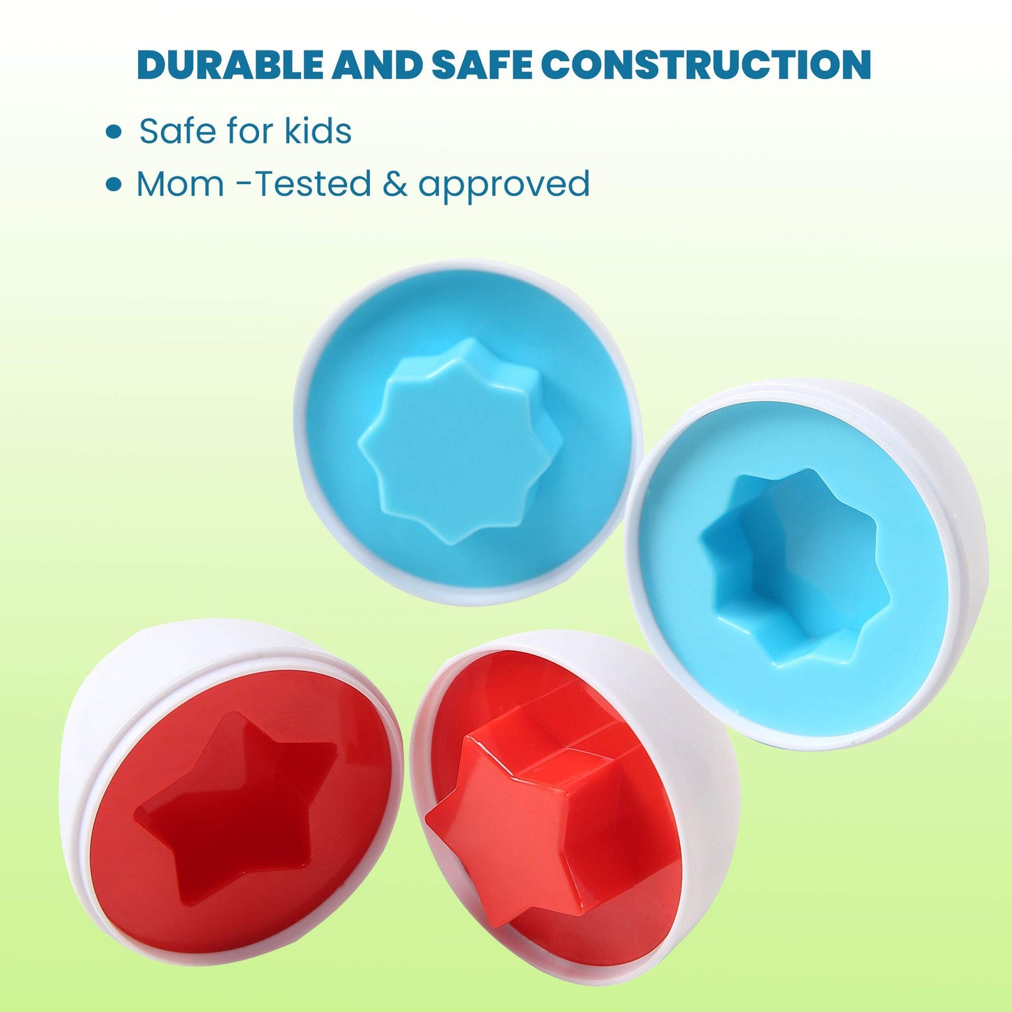 Dimple Fun Easter Egg Matching Toy Set (12 Eggs) - Toddler Stem Easter Basket Stuffers, Shape Recognition & Color Sorting Toys, Educational Easter Eggs For Kids, Play Egg Puzzle Set