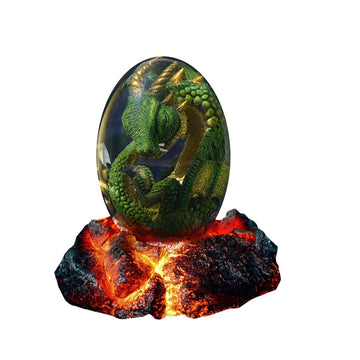 Acocofe Dragon Egg,Lava Dragon Eggs With Luminous Base Ornaments,Handmade Sculpture Resin Crystal Dragon Souvenir,Dragon Egg Orn
