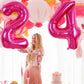 Toniful 40 Inch Hot Pink Large Numbers Balloon 0-9 Birthday Party Decorations,Foil Mylar Big Number 4 Balloon Digital 4 For Birt
