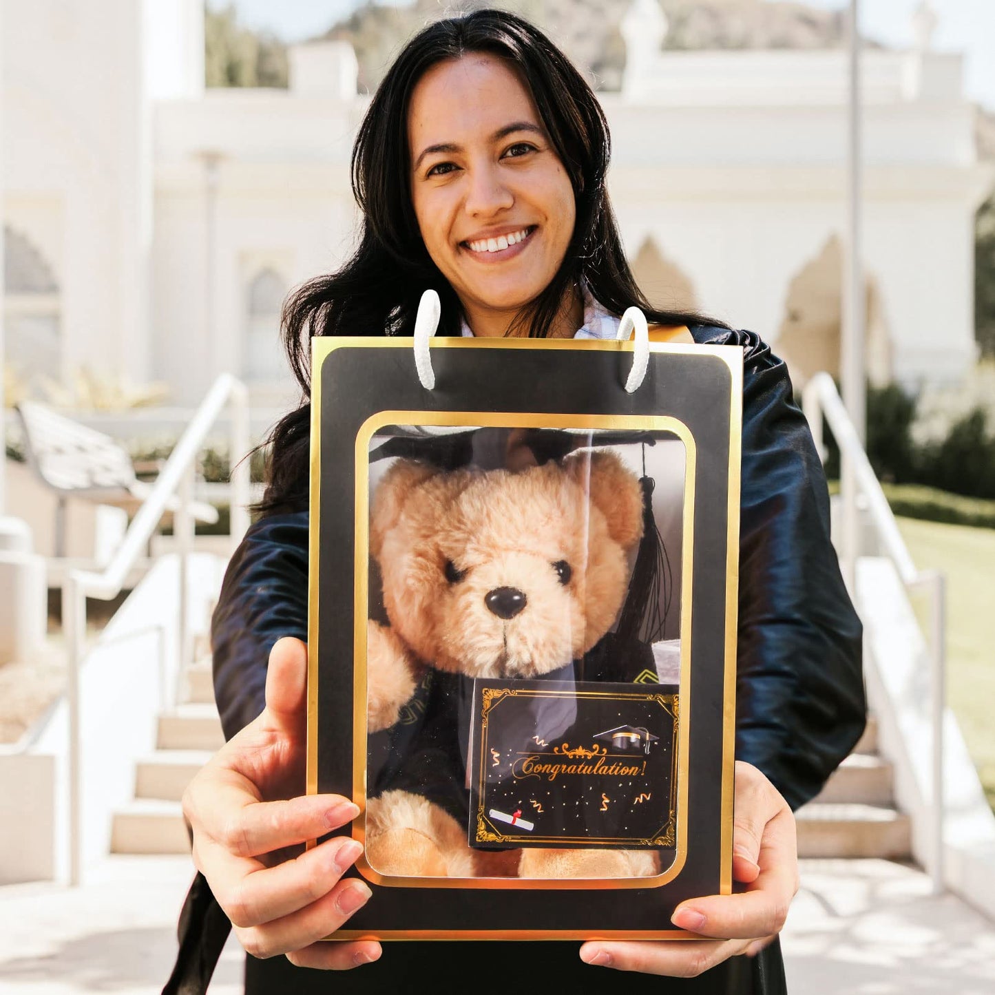 Zjoey Bear With Graduation Cap Toys Class Of 2025 Plush Stuffed Teddy Bear Animal Dog Cap And Gown With Greeting Card And Bag Fo