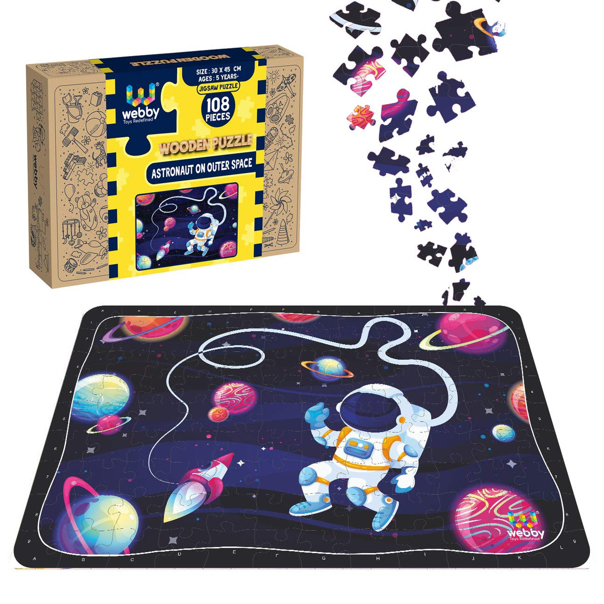 Webby Astronaut in Outer Space Wooden Jigsaw Puzzle, 108 Pieces