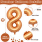 Foil 8Th Birthday Number Balloon, Large Orange Helium 8 Balloons Decor, 40 Inch Self Inflating Number 8 Balloons For Kids Boys B
