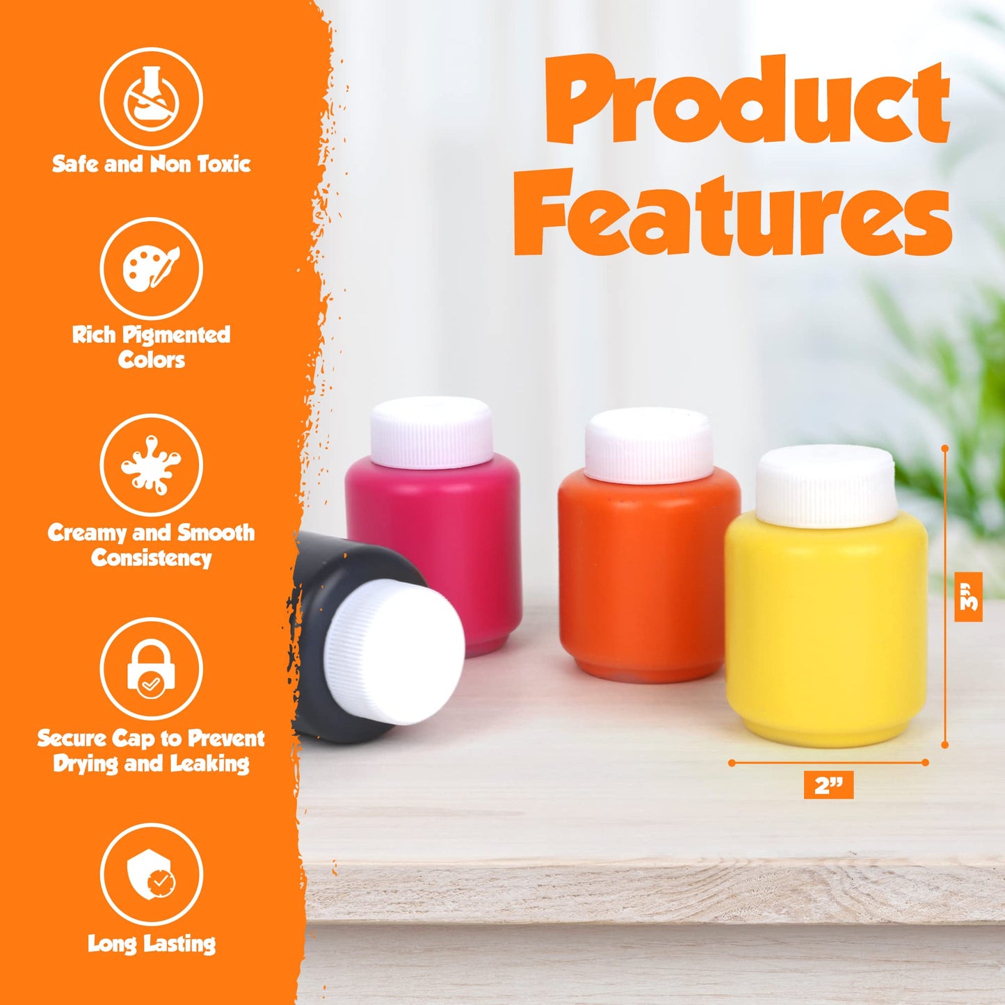 Washable Paint For Kids - 8 Ct Finger Paint (2 Oz Each) Tempera Paint, Non Toxic Kids Paint For Art, Craft - Kids Paint Set For