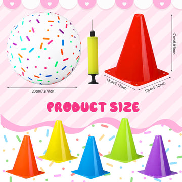JellyArch 6 Sets Ice Cream Cone Relay Race Toy Game Ice Cream Ball Toy Include 7 Inch Ice Cream Cone and 5.9 Inch Ice Cream Ball