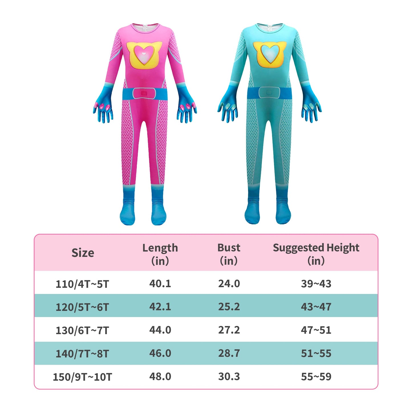Daisyduds Superhero Costume Jumpsuits With Zipper, Accessories Set Halloween Christmas Outfits For Little Cutie(110Cm/4-5T) Rose