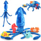 Karister Giant Squid Stuffed Animal Toy 41.3" with 4 Marine Plush Dolls - Clownfish, Crab, Seahorse, Angler Fish - Polyester