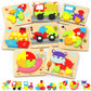 Wooden Puzzles Toddler Toys For 1 2 3 Years Old Boys Girls, 8 Vehicle Shape Learning Educational Blocks Birthday Gifts Sensory T