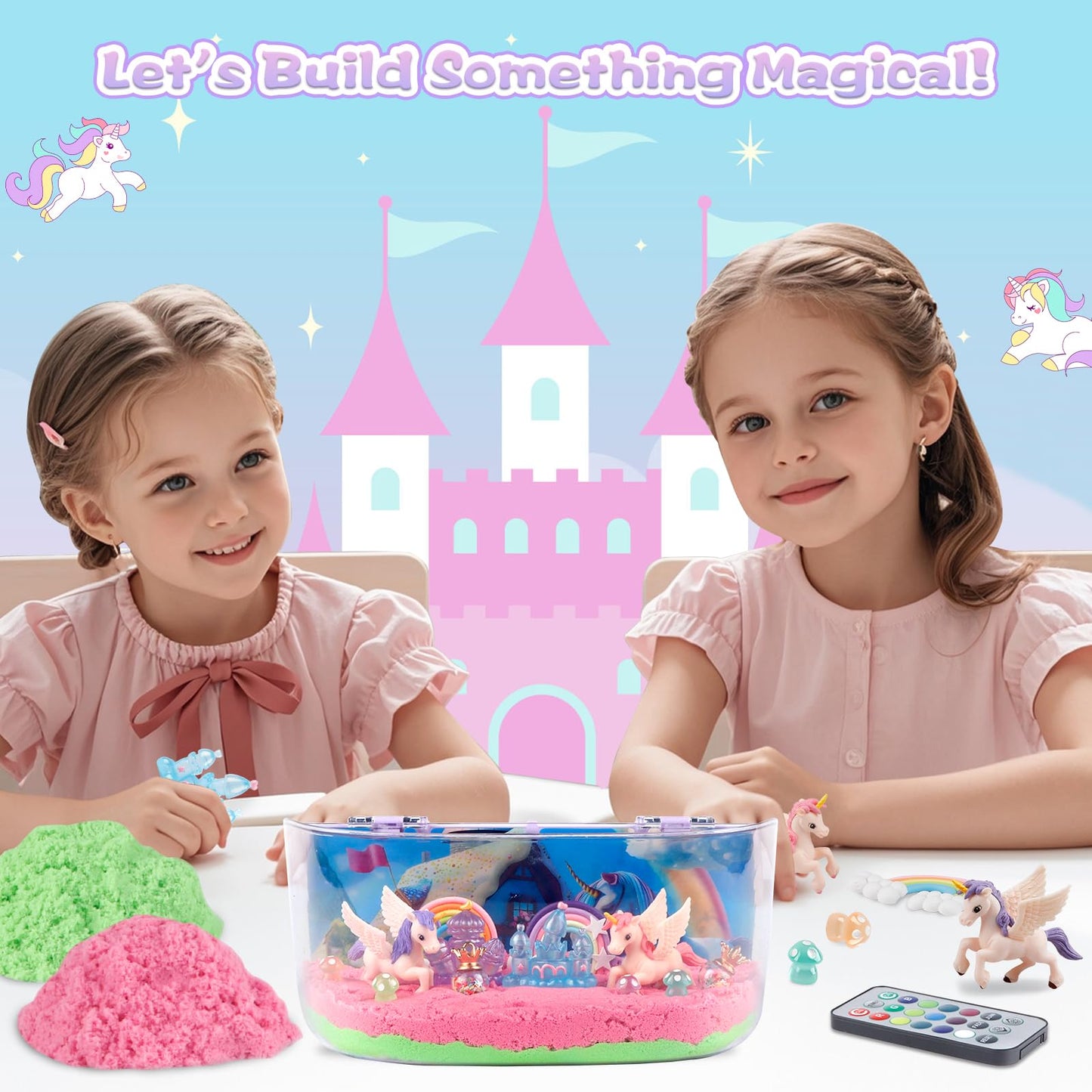 Plunack Unicorn Terrarium Light Up Kit for Girls - Birthday Gifts, Christmas Toy for Girls Age 4-5-6-7-8-11, DIY LED Night Light