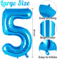 Blue Number 5 Balloon 40 Inch, Big Large Foil Helium Number Balloons, Jumbo Giant Mylar Number 5 Balloons For 5 Year Old Birthda