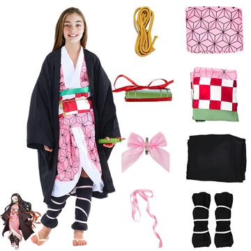 Kitimi Kamado Anime Cosplay Costume Kimono Outfit, Anime Costume Kids Halloween Costume, Halloween Costume For Boys Girls
