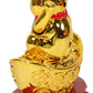 M.V. Trading Japanese Maneki Neko Fortune Cat Lucky Solar Powered Lucky Waving Arm Cat Sitting On Gold Bar, Gold, 5-Inches