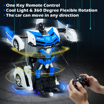 AMENON Remote Control Transform Car Robot Boys Toys with Lights RC Car 2.4Ghz 1:18 Rechargeable 360   Rotating Race Car Christma