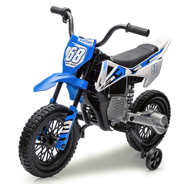 Hetoy 12V Electric Dirt Bike, Kids Motorcycle With Twist Grip Throttle, Training Wheels, Spring Suspension, Ride On For Kids Ove