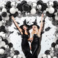 Black And Silver Balloons, 60 Packs 12 Inch Chrome Metallic Silver Balloons And Confetti Balloons, Black White Silver Balloon Fo