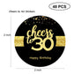 Sumerk 48 Pcs Cheers To 30 Stickers Large Bottle Stickers 30Th Birthday Stickers Card Seals 2 Inches Round Happy Birthday Party