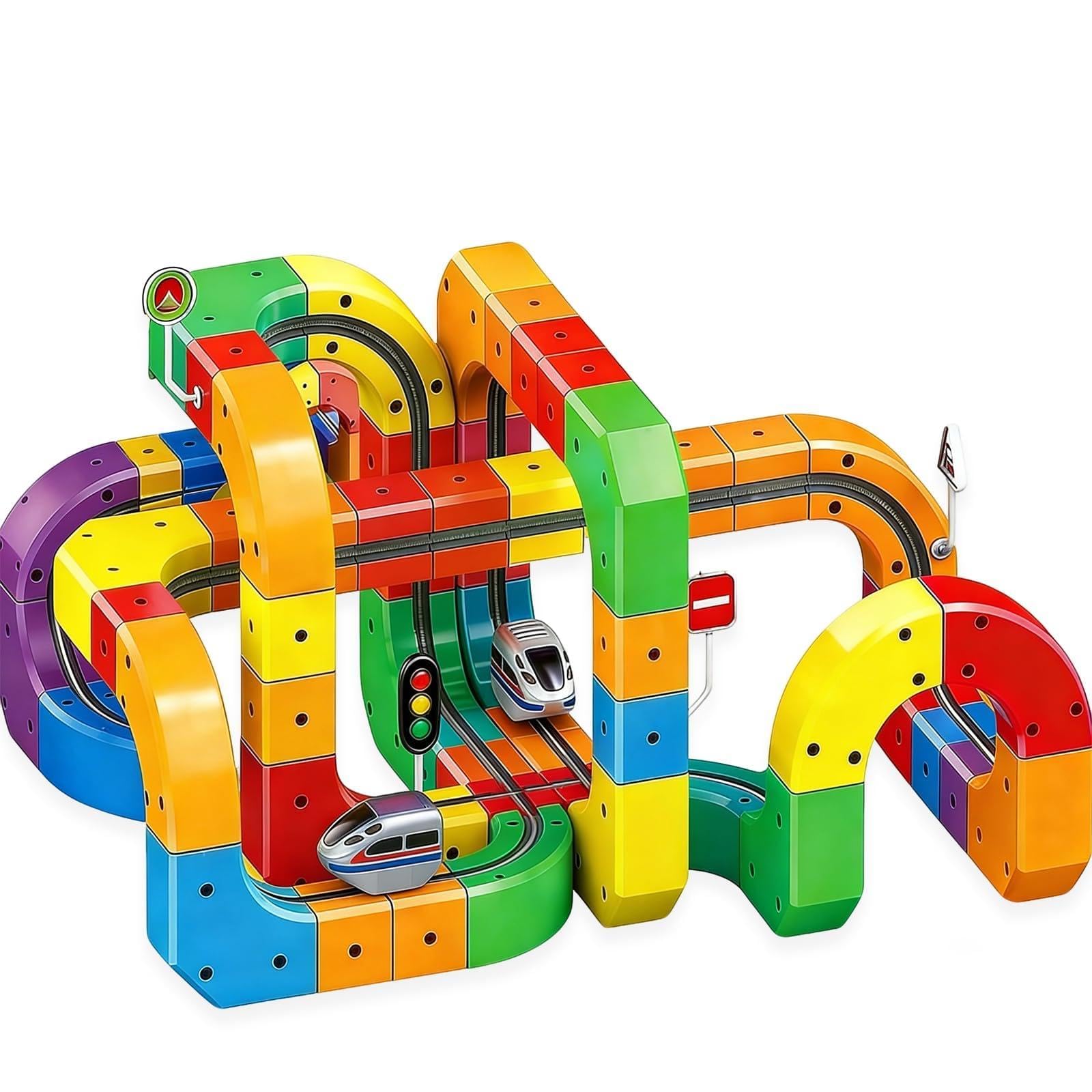 Magnetic Train Track Set,Electric Train Set Building Toy Train Track GravityDefying Stem Learning Fun Gift (81)