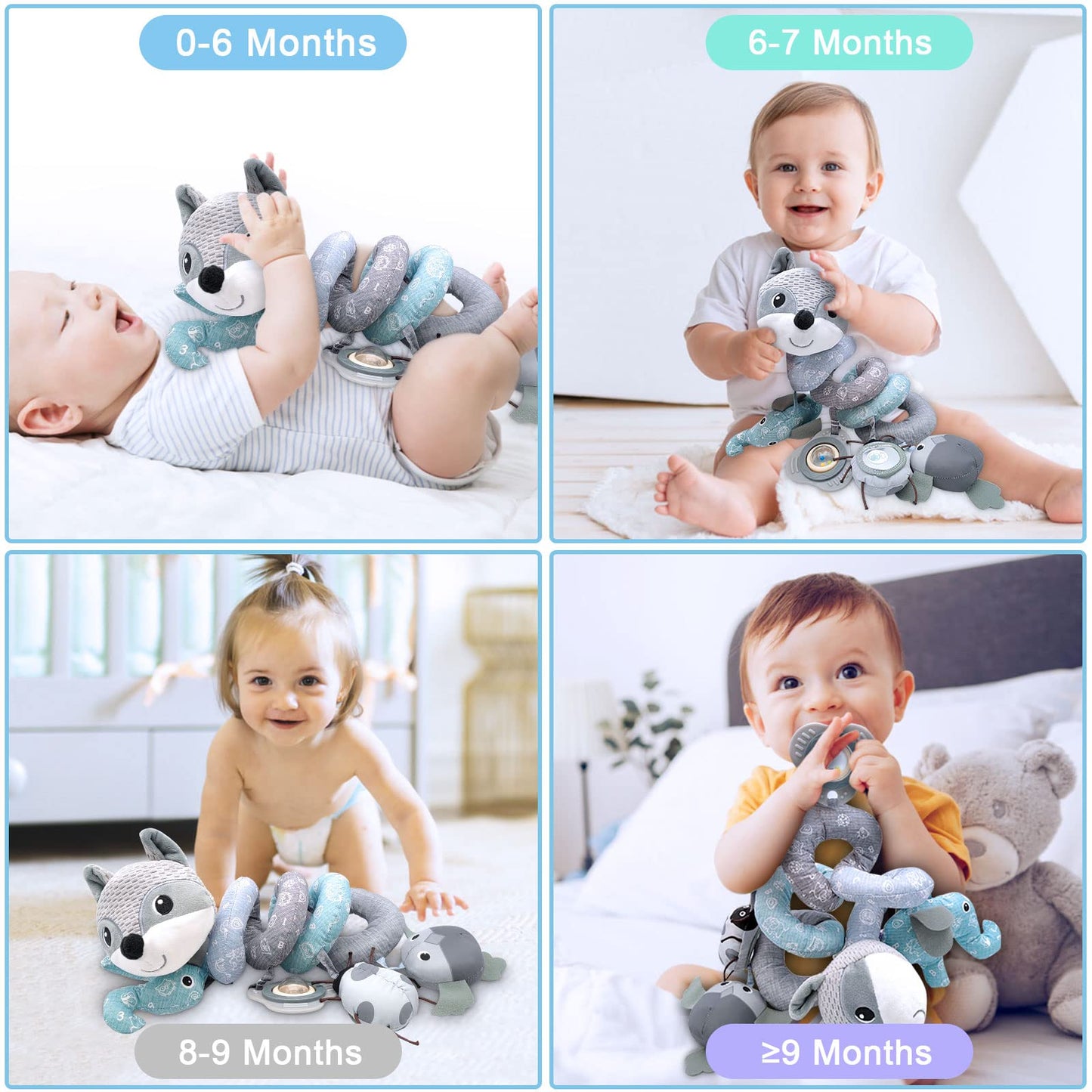 Monstime Car Seat Toys Newborn Toys, Stroller Toys Baby Toys 0-3 Months Infant Toys, Baby Toys For Carseat Stroller Crib With Music Rattle, Baby Toys For 0 3 6 9 12 Babies Boys Girls Enfants (Gray)