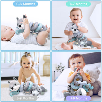 Monstime Car Seat Toys Newborn Toys, Stroller Toys Baby Toys 0-3 Months Infant Toys, Baby Toys For Carseat Stroller Crib With Music Rattle, Baby Toys For 0 3 6 9 12 Babies Boys Girls Enfants (Gray)