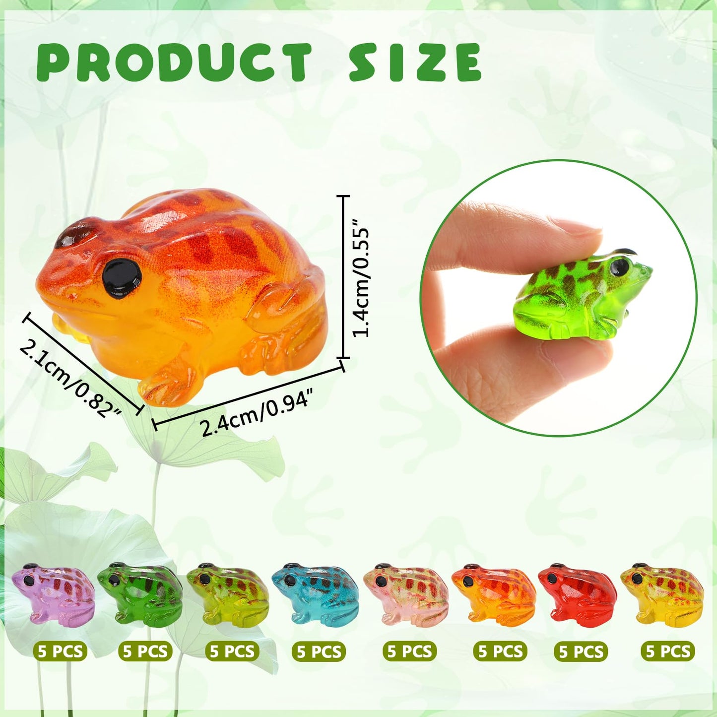 40 Pieces Resin Mini Frogs Luminous Mini Animals Tiny Animals for Crafts Dollhouse Fairy Garden Micro Moss Landscape Aquarium Po