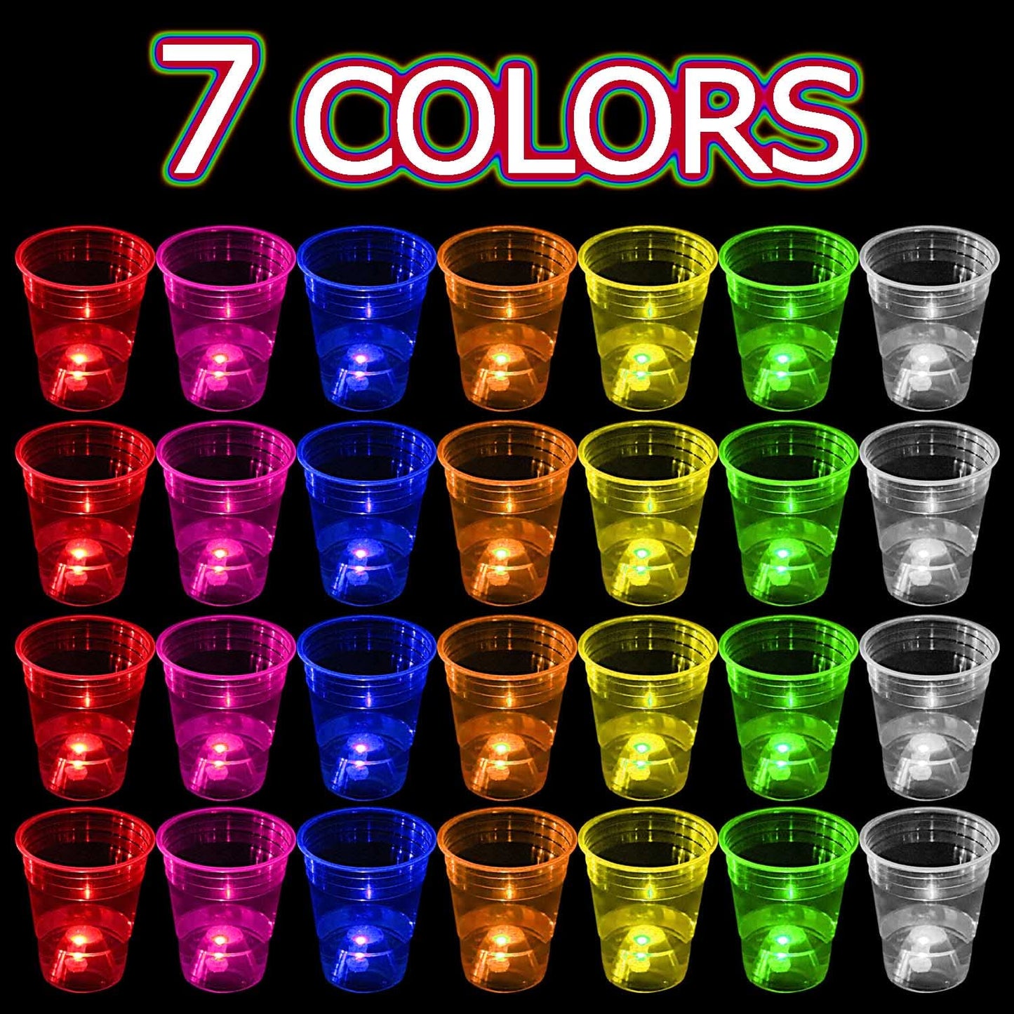mishunyus 40 Pcs Glow Party Cups,16 oz Plastic Cup Favors for Neon Party Supplies Decoration,Glow In The Dark Cups Neon Party,20