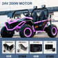 Alinux 24 Volt 10Ah Ride On Car Utv 2 Seater, Kids Electric Car, Metal Frame, Brake&Gas Pedal, Eva Tires, Bluetooth,Purple Pink