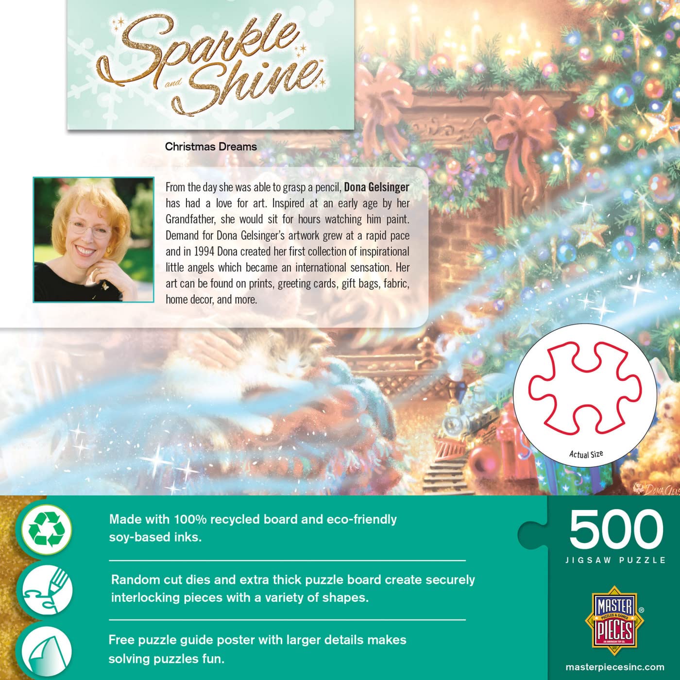 Masterpieces 500 Piece Glitter Jigsaw Puzzle - Christmas Dreams - 15''X21''