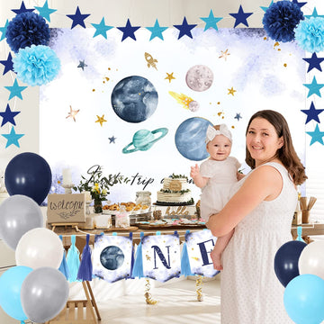 First Trip Around The Sun Birthday Decorations Space Theme 1St Birthday Banner Outer Space Birthday High Chair First Birthday De
