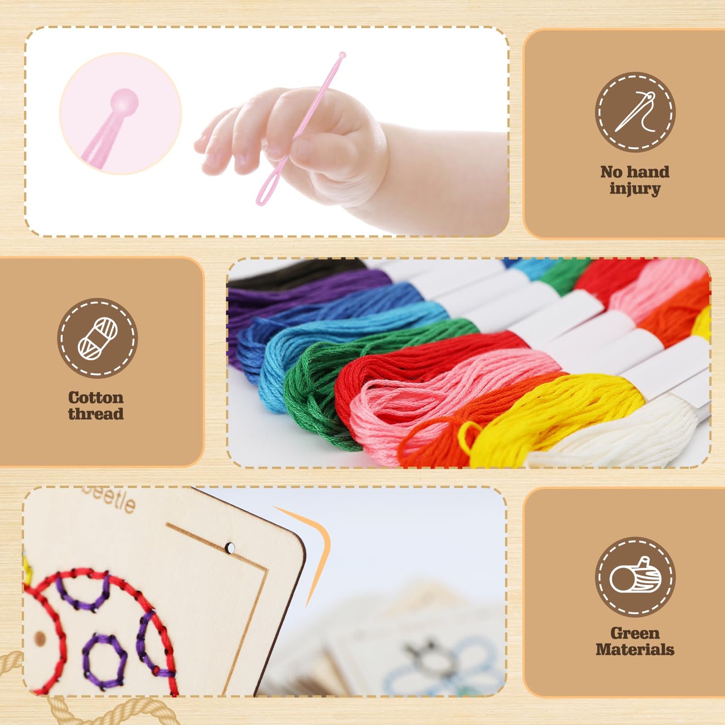Montessori Wooden Lacing Toys For 1 2 3 4 Year Olds Toddlers, Early Education Sensory Toy For Ages 2-4 Girls Boys Kids, Fine Mot