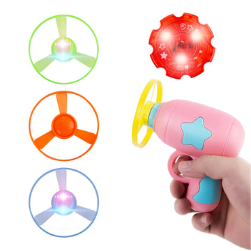 Berry President Flying Saucer Toy, Flying Disc Launch Playset With Rotating Flash Light, Indoor Outdoor Twist Shoot Toy For Kids