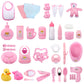 deAO 40 Piece Baby Doll Accessories Set - Feeding, Clothes, Bath Toys, Medium Fabric - Nurturing Pretend Play for Kids