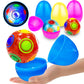 3 Pack 4'' Jumbo Easter Eggs Filled Glow Rainbow Puzzle Balls, Magic Cube Stress Relief Fidget Toys Brain Teaser Game Kids Boys 