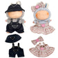 2Pcs-Clothes for Labubu acessories  Handcrafted 6.7in/17cm Clothes Set   enhanced for Doll Outfit with Accessories  Casual and Fashionable Clothes Boys Girls Dolls Set (Black&Pink)