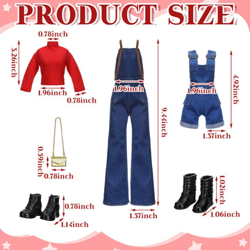 Geyoga 14 Pcs Doll Clothes And Accessories For 11.5 Inch Doll Accessories Doll Denim Cotton Doll Cloth Doll Pants Shoes Casual Wear Clothes Outfits(Stylish Style)