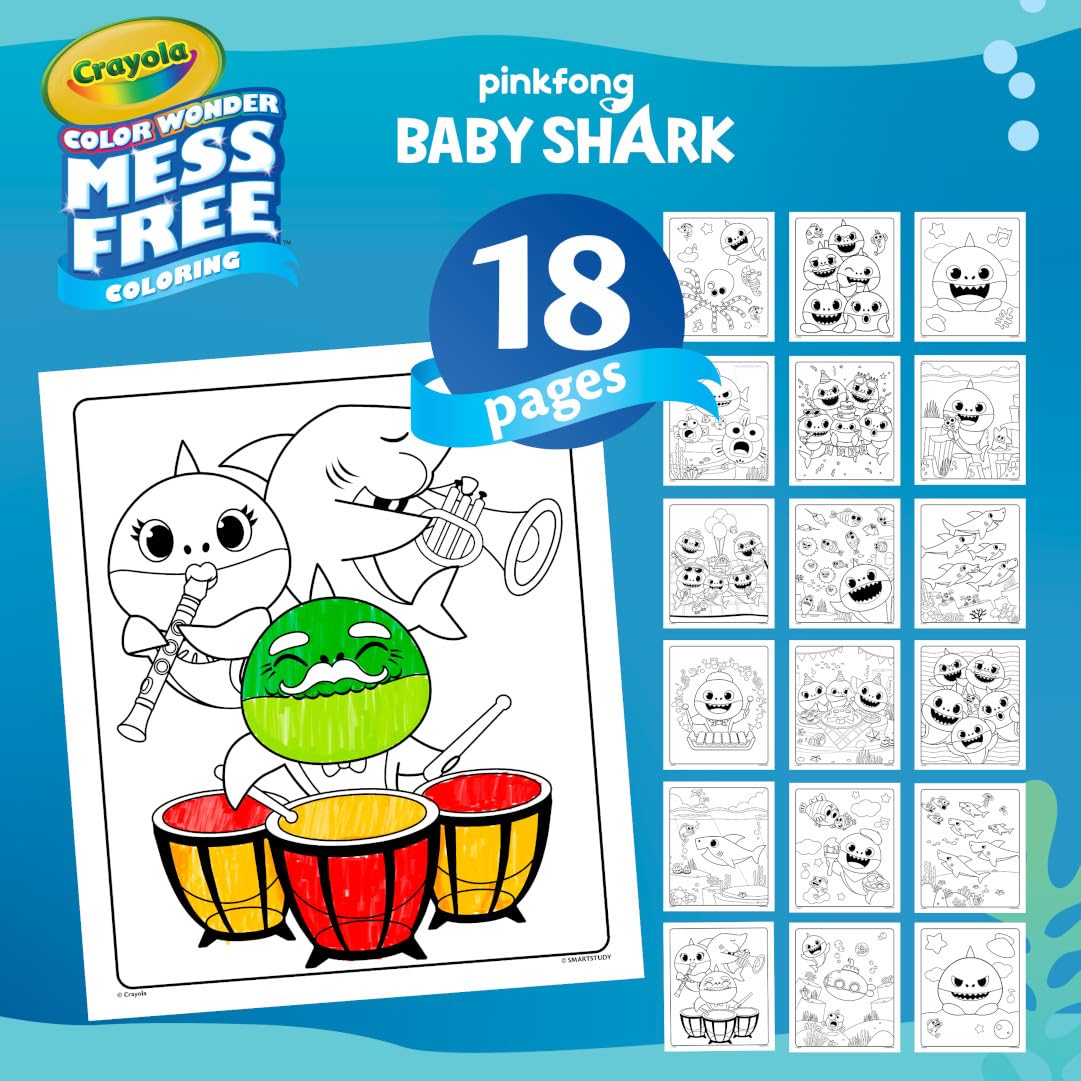 Crayola Baby Shark Color Wonder Pages, Mess Free Coloring for Toddlers, Coloring Activity, Travel Activities, Toddler Toys & Gif